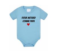 Body bébé futur motard comme papa, Cadeau naissance garçon, Body motard nouveau né, Annonce grossesse, idée cadeau de naissance (6 mois, Bleu ciel)