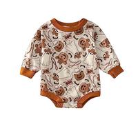 Body Bébé Garçon Fille Halloween Costume Halloween Manga Bébé Tenue Mon Combinaisons à Manches Longues Halloween Cadeaux Oersonnalisés Naissance, Annonce, Grossesse, Bébé (Beige, 12-18 Months)