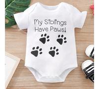 Body bébé garçon "Mes frères et sœurs ont des pattes" Mignon et confortable 6-9M,9-12M,12-18M,18-24M,1-3M,3-6MAnimal,Géométrique,Cœur,Lettres,SloganPolyester