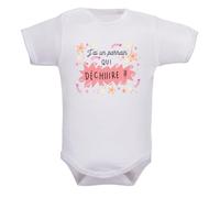 Body bébé humour - J’ai un(e) (au choix : parrain ou marraine) qui déchiiire - Body blanc coton Oeko-Tex - Idée cadeau naissance originale