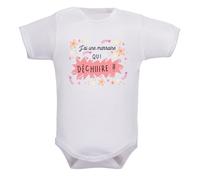 Body bébé humour - J’ai un(e) (au choix : parrain ou marraine) qui déchiiire - Body blanc coton Oeko-Tex - Idée cadeau naissance originale