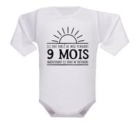 Body bébé "Ils ont parlé de moi pendant 9 mois" - 100% coton - Manches longues ou courtes - Message drôle naissance