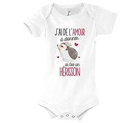 Body Bébé J'Ai de l'amour à Donner si tu ES Un Hérisson | Collection Humour Tendresse Animaux