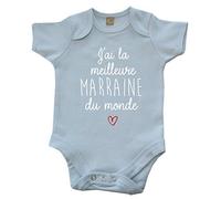 Body Bébé "J'ai la meilleure marraine du monde" Bleu ciel 0-3 mois