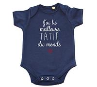 Body Bébé "J'ai la meilleure Tatie du monde" Bleu marine 12-18 mois
