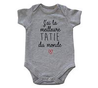Body Bébé "J'ai la meilleure Tatie du monde" Gris 0-3 mois