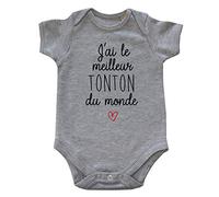 Body Bébé "J'ai le meilleur tonton du monde" Gris 3-6 mois
