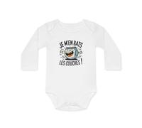 Body bébé "Je m'en bats les couches" - 100% coton, drôle Taille NB (0-3M), Couleur White