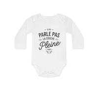 Body bébé "Je ne parle pas la couche pleine" - Humour, coton Taille 3-6M, Couleur White