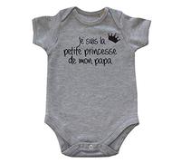 Body Bébé Je suis la Petite Princesse de Mon Papa Gris 3-6 Mois