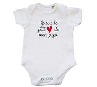 Body bébé "Je suis le petit cœur de mon Papa"- Blanc (taille 0-3mois)