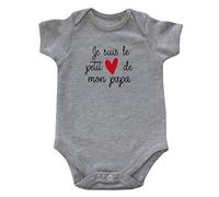 Body bébé "Je suis le petit cœur de mon Papa" - Gris (taille 0-3mois)