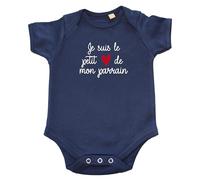 Body bébé "Je suis le petit cœur de mon Parrain"- bleu marine (taille 6-12mois)