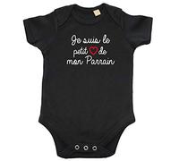 Body bébé "Je suis le petit cœur de mon Parrain"- Noir (taille 6-12mois)