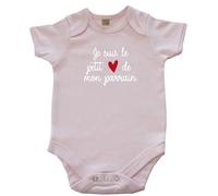Body bébé "Je suis le petit cœur de mon Parrain" - Rose pâle (taille 6-12mois)