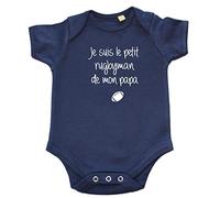 Body Bébé "Je suis le petit rugbyman de mon papa" Bleu marine 6-12 mois
