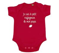 Body Bébé"Je suis le petit rugbyman de mon papa" Rouge 0-3 mois
