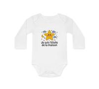 Body Bébé "Je suis l'étoile de la maison" - 100% Coton - Blanc - 0 à 18 Mois Idée cadeau nouveau né Taille 3-6M, Couleur White