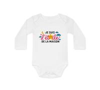 Body Bébé "Je suis l'étoile de la maison" - 100% Coton - Blanc - 0 à 18 Mois Taille 6-12M, Couleur White