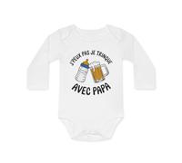 Body bébé "J'peux pas je trinque avec papa" - Humour, coton Taille NB (0-3M), Couleur White