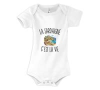 Body Bébé La Sardaigne c’est la vie | Coton Peigné Boutons Pression à l'Entrejambe 3-6 mois à 18-24 mois | Manches Courtes Fille Garçon Mixte | Cadeau Voyageur Voyageuse Naissance Baby Shower