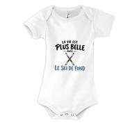 Body Bébé La vie est plus belle avec le ski de fond | modèle 2 | Coton Peigné Boutons Pression 3-6 mois à 18-24 mois | Manches Courtes Mixte | Idée Cadeau Fondeur Fondeuse Naissance Baby Shower