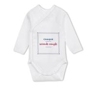 Body Bébé Manches Longues Chaque Seconde Compte - Baby Bodysuit - Idée Body Bébé Manches Longues Cadeau Naissance Baby Shower Anniversaire Fête Original Famille Noël. - 3-6 mois - Bordeaux&Bleu - 3