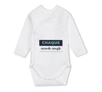 Body Bébé Manches Longues Chaque Seconde Compte - Baby Bodysuit - Idée Body Bébé Manches Longues Cadeau Naissance Baby Shower Anniversaire Fête Original Famille Noël. - 3-6 mois - Bleu&Vert - 4