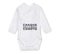 Body Bébé Manches Longues Chaque Seconde Compte - Baby Bodysuit - Idée Body Bébé Manches Longues Cadeau Naissance Baby Shower Anniversaire Fête Original Famille Noël. - 12-18 mois - Bleu&Gris - 1