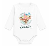 Body Bébé Manches Longues Charlie Comme Maman j'ai des Yeux de Biche et ça Fait Craquer Papa | Coton 170 g/m² Blanc 3 mois à 18 mois | Bébé Fille Garçon Mixte | Cadeau Naissance Baby Shower Bapteme