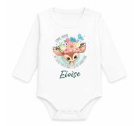 Body Bébé Manches Longues Éloïse Comme Maman j'ai des Yeux de Biche et ça Fait Craquer Papa | Coton 170 g/m² Blanc 3 mois à 18 mois | Bébé Fille Garçon Mixte | Cadeau Naissance Baby Shower Bapteme