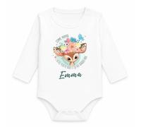 Body Bébé Manches Longues Emma Comme Maman j'ai des Yeux de Biche et ça Fait Craquer Papa | Coton 170 g/m² Blanc 3 mois à 18 mois | Bébé Fille Garçon Mixte | Cadeau Naissance Baby Shower Bapteme