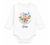 Body Bébé Manches Longues Emy Comme Maman j'ai des Yeux de Biche et ça Fait Craquer Papa | Coton 170 g/m² Blanc 3 mois à 18 mois | Bébé Fille Garçon Mixte | Cadeau Naissance Baby Shower Bapteme