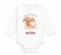 Body Bébé Manches Longues Faites Place à la Princesse Alexia | Écureuil | Coton 170 g/m² Blanc 3 mois à 18 mois | Bébé Fille Garçon Mixte | Cadeau Naissance Baby Shower Bapteme