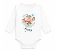 Body Bébé Manches Longues Inès Comme Maman j'ai des Yeux de Biche et ça Fait Craquer Papa | Coton 170 g/m² Blanc 3 mois à 18 mois | Bébé Fille Garçon Mixte | Cadeau Naissance Baby Shower Bapteme