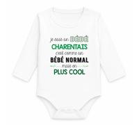 Body Bébé Manches Longues Je suis un Bébé Charentais, comme les Autres Bébés mais en Plus Cool | Coton 170 g/m² Blanc 3 mois à 18 mois | Fille Garçon Mixte | Cadeau Naissance Baby Shower Bapteme