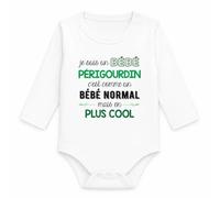 Body Bébé Manches Longues Je suis un Bébé Périgourdin, comme les Autres Bébés mais en Plus Cool | Coton 170 g/m² Blanc 3 mois à 18 mois | Fille Garçon Mixte | Cadeau Naissance Baby Shower Bapteme
