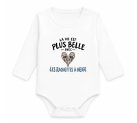 Body Bébé Manches Longues La vie est plus belle avec les raquettes à neige | modèle 2 | Coton 170 g/m² Blanc 3 mois à 18 mois | Bébé Fille Garçon Mixte | Idée Cadeau Naissance Baby Shower Baptême