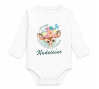 Body Bébé Manches Longues Madeleine Comme Maman j'ai des Yeux de Biche et ça Fait Craquer Papa | Coton 170 g/m² Blanc 3 mois à 18 mois | Bébé Fille Garçon Mixte | Cadeau Naissance Baby Shower Bapteme