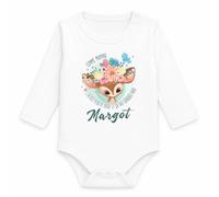 Body Bébé Manches Longues Margot Comme Maman j'ai des Yeux de Biche et ça Fait Craquer Papa | Coton 170 g/m² Blanc 3 mois à 18 mois | Bébé Fille Garçon Mixte | Cadeau Naissance Baby Shower Bapteme