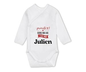 Body Bébé Manches Longues Priorite N1 dans ma vie C'est mon Julien - Baby Bodysuit 0-3 mois - Idée Body Bébé Manches Longues Cadeau Naissance Baby Shower Anniversaire Fête Original Famille Noël.