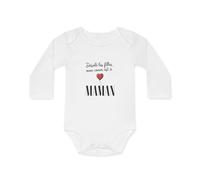 Body Bébé "Mon Cœur est à Maman" - 100% Coton Blanc - 0 à 18 Mois idée cadeau nouveau né Taille 3-6M, Couleur White