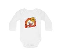 Body bébé Né pour briller Design soleil arc-en-ciel rétro 100% coton blanc Cadeau naissance original Taille 12-18M, Couleur White
