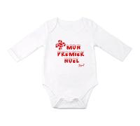 Body bébé noël manche longue 100% coton bio "Mon premier noël" Fille et Garçon cadeau naissance (12 mois)