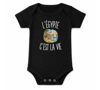 Body Bébé Noir L’Égypte c’est la vie | Coton Peigné Boutons Pression à l'Entrejambe 3-6 mois à 18-24 mois | Manches Courtes Fille Garçon Mixte | Cadeau Voyageur Voyageuse Naissance Baby Shower
