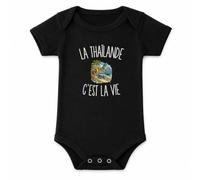 Body Bébé Noir La Thaïlande c’est la vie | Coton Peigné Boutons Pression à l'Entrejambe 3-6 mois à 18-24 mois | Manches Courtes Fille Garçon Mixte | Cadeau Voyageur Voyageuse Naissance Baby Shower