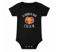 Body Bébé Noir Le coucher de soleil c'est la vie | Coton Peigné Boutons Pression à l'Entrejambe 3-6 mois à 18-24 mois | Manches Courtes Fille Garçon Mixte | Cadeau Rêveur Rêveuse Naissance Baby Shower