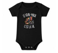 Body Bébé Noir Le krav-maga c'est la vie | Coton Peigné Boutons Pression à l'Entrejambe 3-6 mois à 18-24 mois | Manches Courtes Fille Garçon Mixte | Cadeau Combattant Combattante Naissance Baby Shower