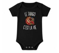 Body Bébé Noir Le Tango c’est la vie | Coton Peigné Boutons Pression à l'Entrejambe 3-6 mois à 18-24 mois | Manches Courtes Fille Garçon Mixte | Cadeau Tanguero Tanguera Naissance Baby Shower