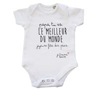 Body bébé, papa tu es le meilleur du monde, joyeuse fête des père, je t'aime (Blanc, 3-6 mois)